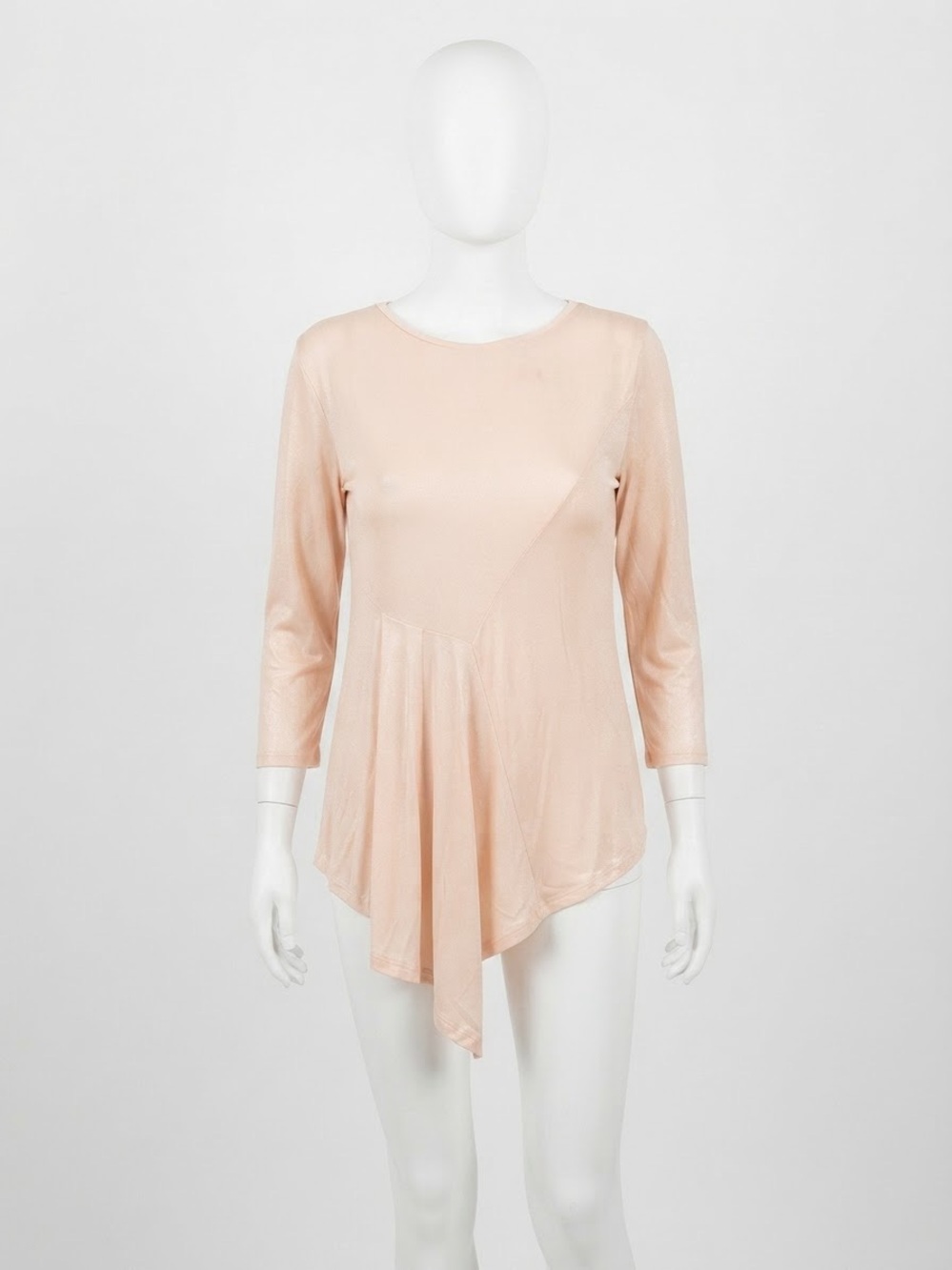 Asymmetric Draped Long-Sleeve Top in Blush